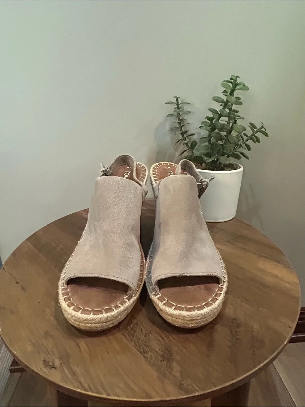 TOMS Women’s Taupe Suede Espadrille Wedge Sandals Size 11